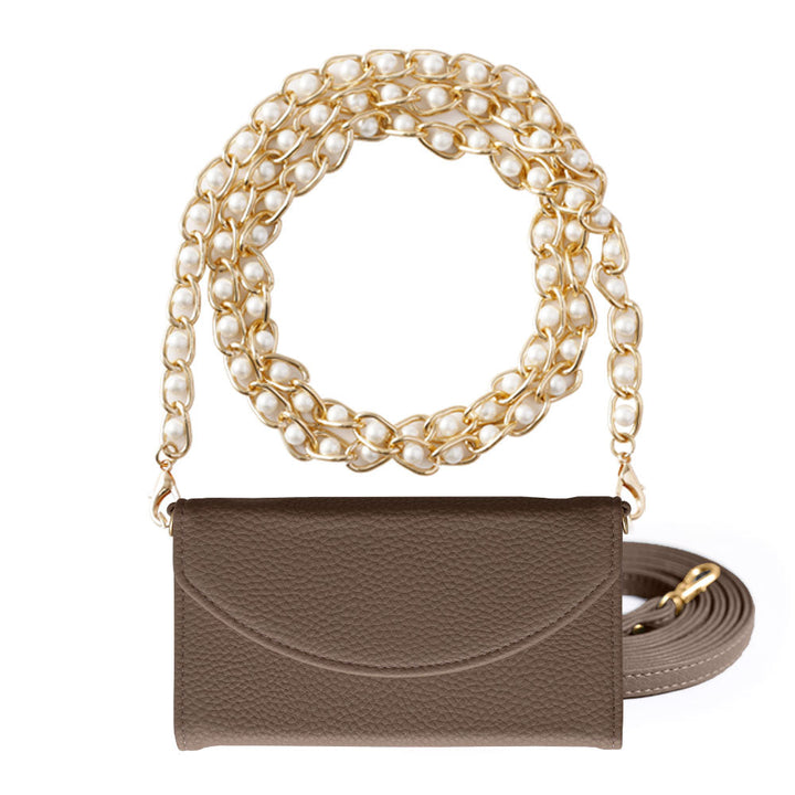 Vegan leather tri-fold smoky color pearl strap attached notebook-style case Galaxy series