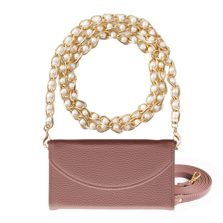 Vegan leather tri-fold smoky color pearl strap attached notebook-style case Galaxy series