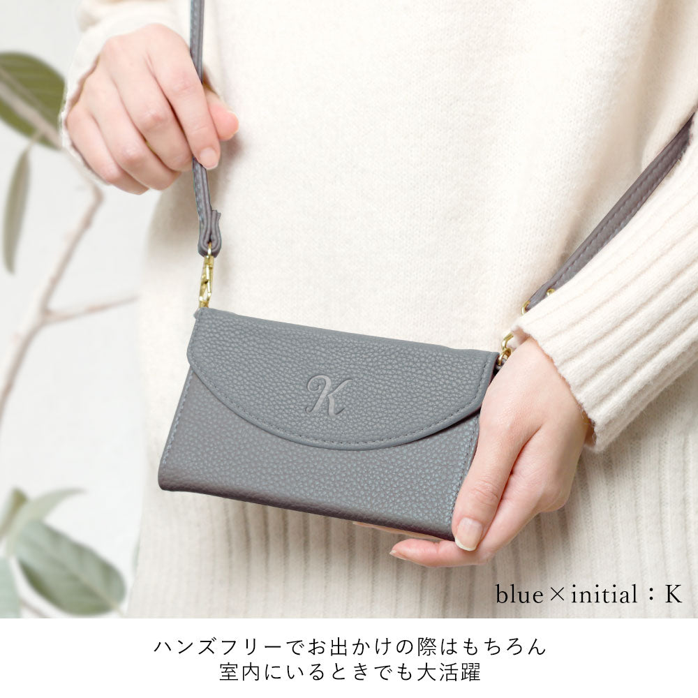 Vegan leather tri-fold smoky color initial strap attached notebook-style case Galaxy series