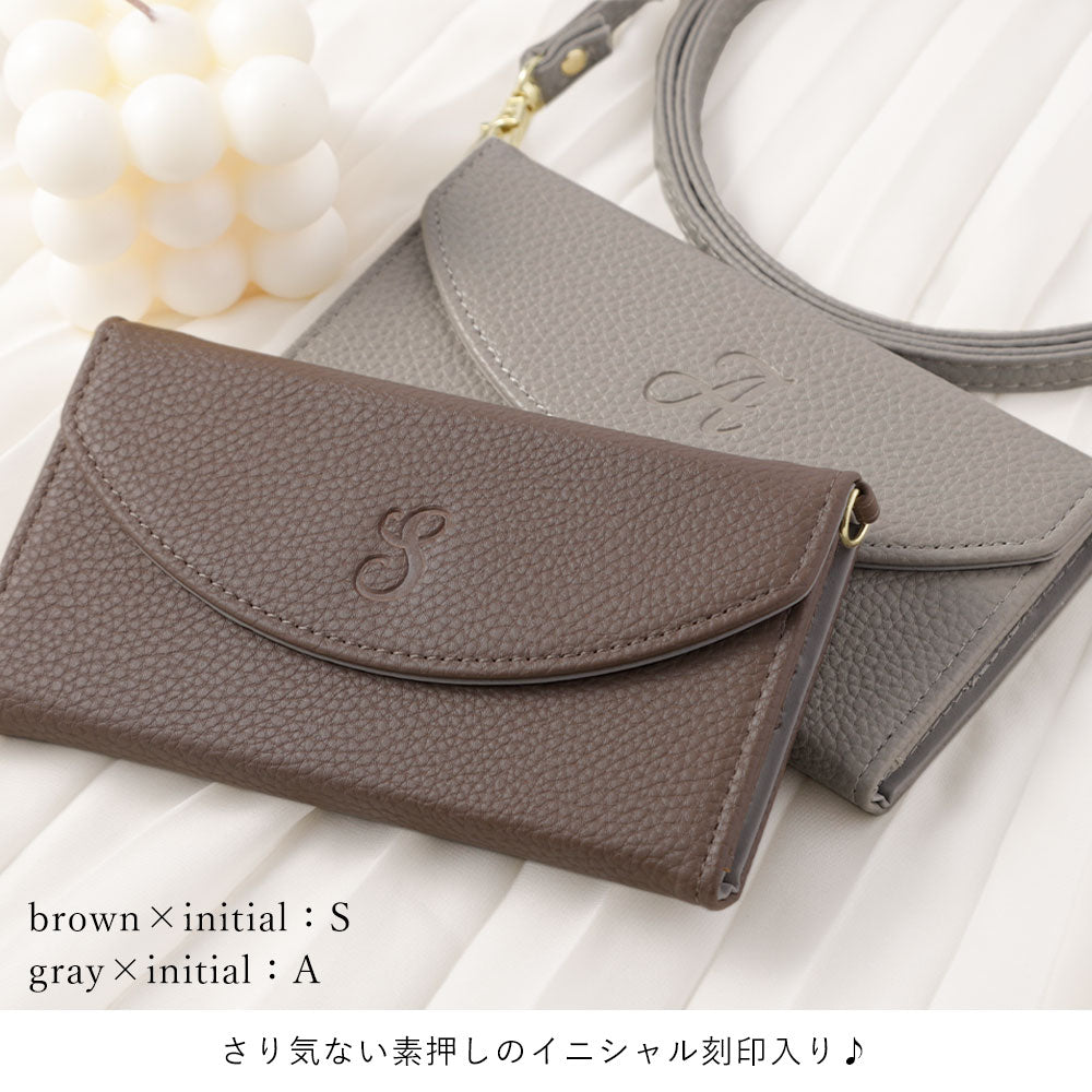 Vegan leather tri-fold smoky color initial strap attached notebook-style case Galaxy series