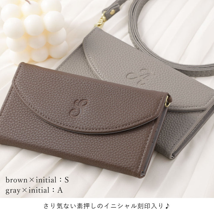 Vegan leather tri-fold smoky color initial strap attached notebook-style case Galaxy series