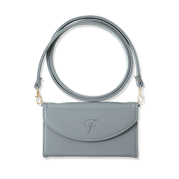 Vegan leather tri-fold smoky color initial strap attached notebook-style case Galaxy series