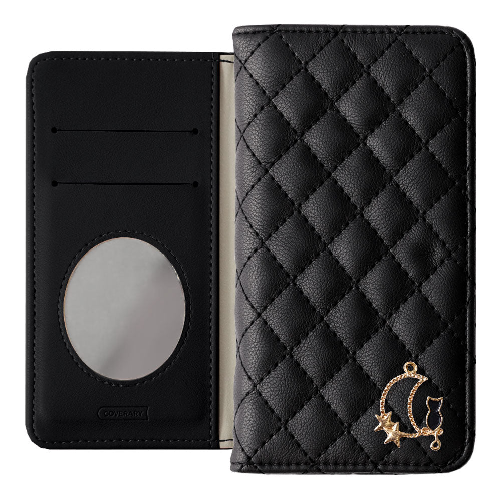 Quilted Moon Cat Deco Wallet Case with Mirror for Google Pixel Series