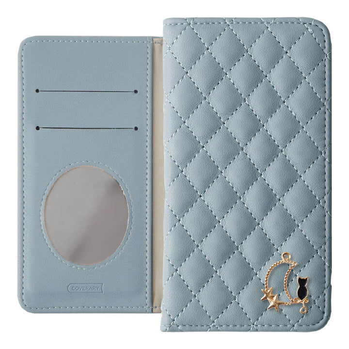 Quilted Moon Cat Deco Wallet Case with Mirror for Google Pixel Series