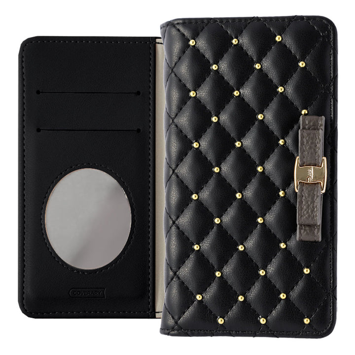 Quilted Ribbon Studs Wallet Case with Mirror