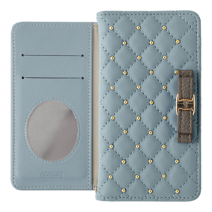 Quilted Ribbon Studs Wallet Case with Mirror for Google Pixel Series