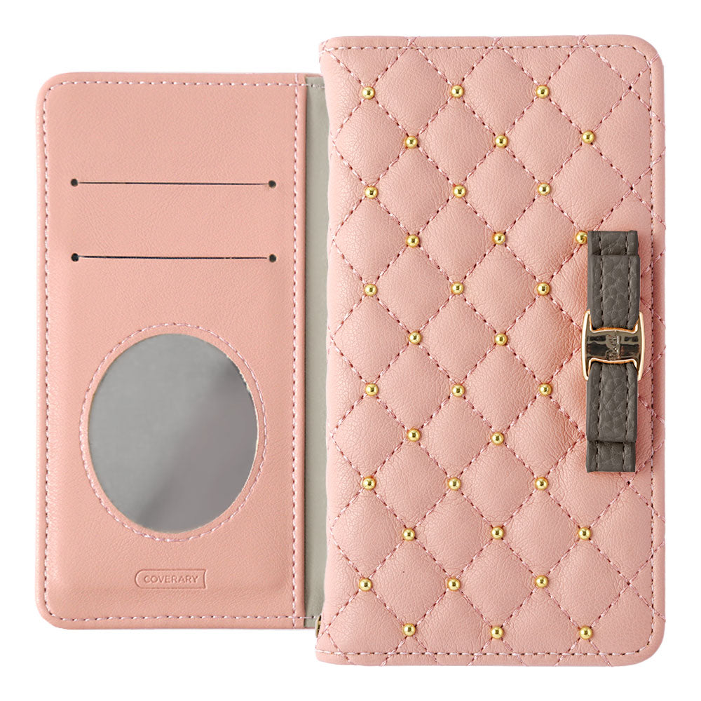 Quilted Ribbon Studs Wallet Case with Mirror for Google Pixel Series