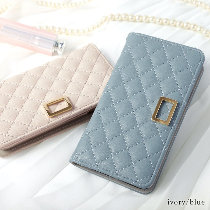 Quilted Mirror with Gold Square Deco Flip Case for AQUOS Series