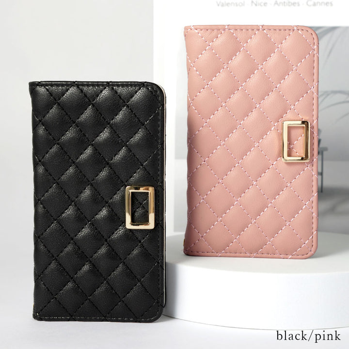 Quilted Gold Square Deco Wallet Case with Mirror