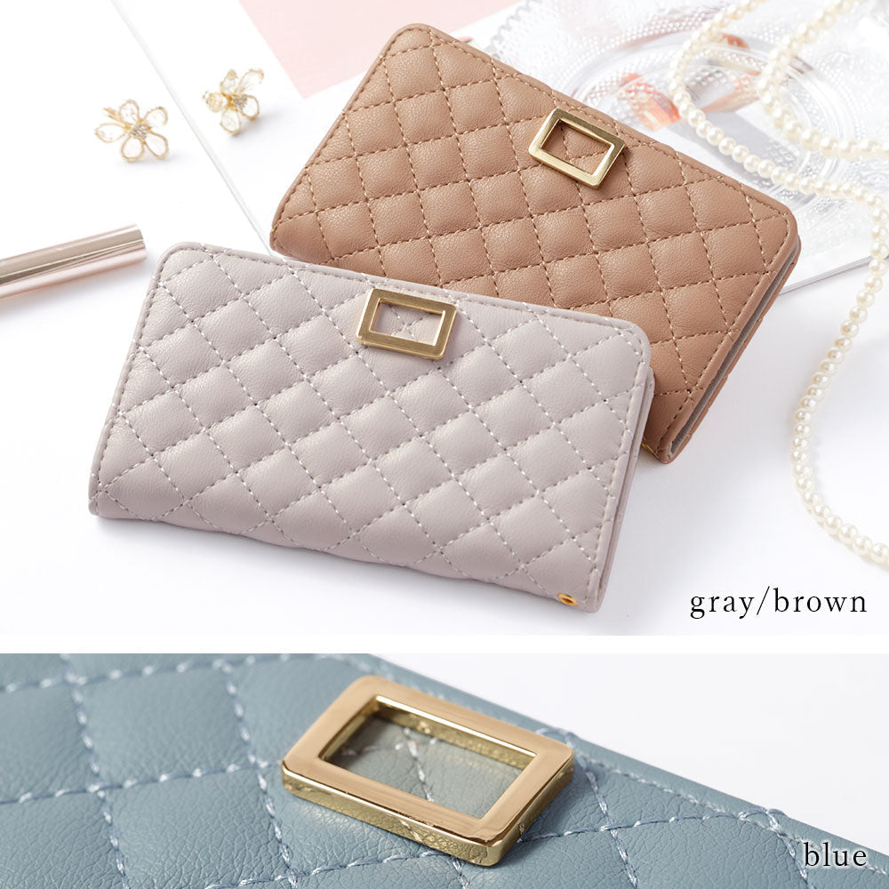 Quilted Mirror with Gold Square Deco Flip Case for AQUOS Series