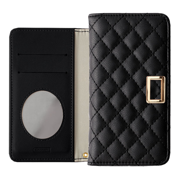 Quilted Mirror with Gold Square Deco Flip Case for AQUOS Series