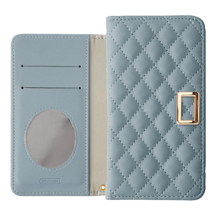Quilted Gold Square Deco Wallet Case with Mirror
