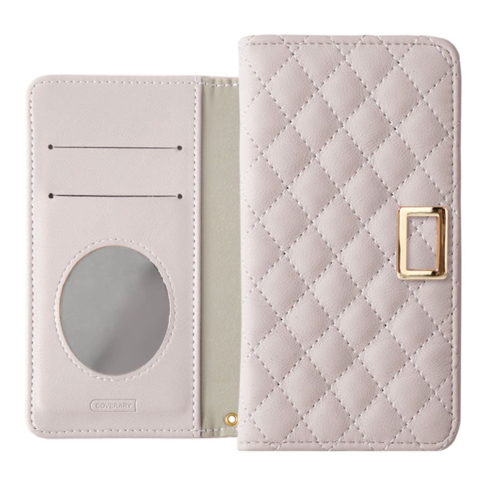 Quilted Gold Square Deco Wallet Case with Mirror