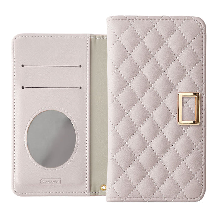 Quilted Gold Square Deco Wallet Case with Mirror