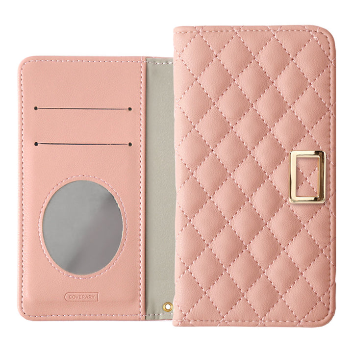 Quilted Gold Square Deco Wallet Case with Mirror