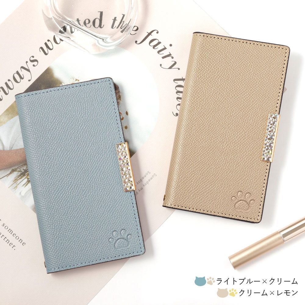 Vegan leather cat-shaped pocket bicolor stone frame decoration stand function notebook-style case for Google Pixel series