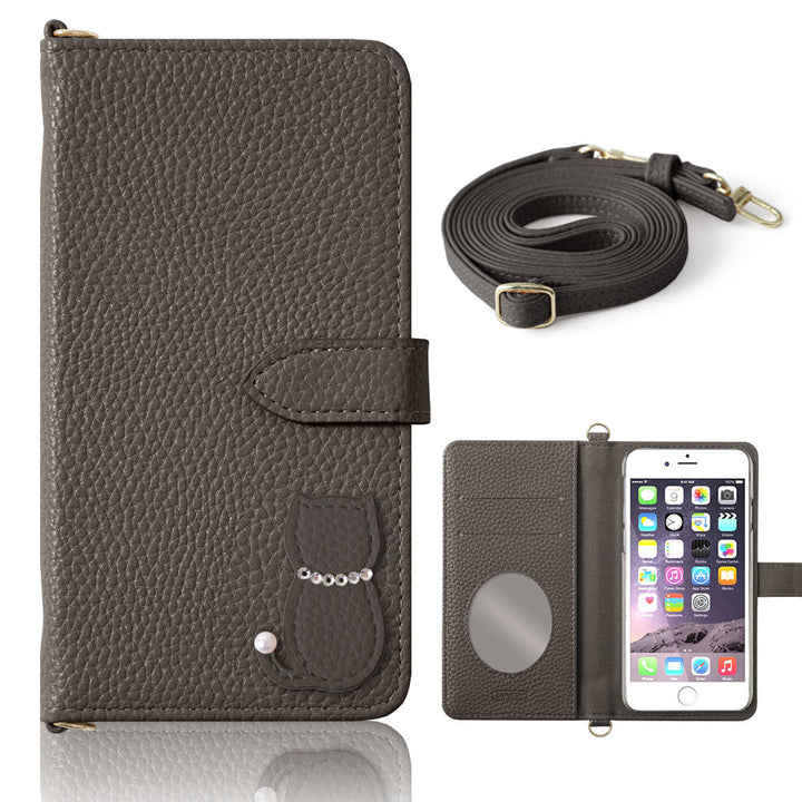 Vegan leather dusty color cat motif strap attached notebook-style case (with belt) for Google Pixel series