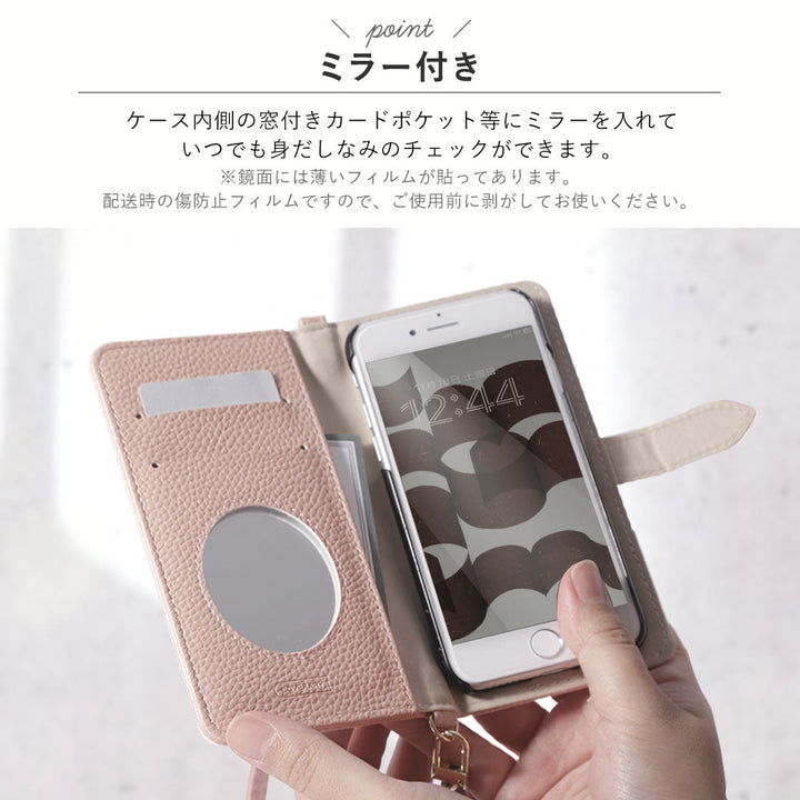 Vegan leather dusty color finger belt & strap attached notebook-style case (with belt) Galaxy series