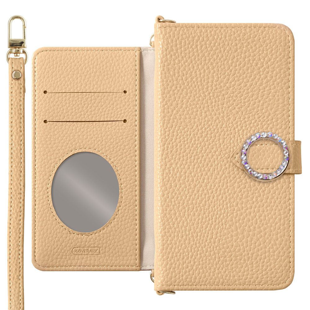 Vegan leather dusty color round stone strap attached notebook-style case (with belt) for Google Pixel series
