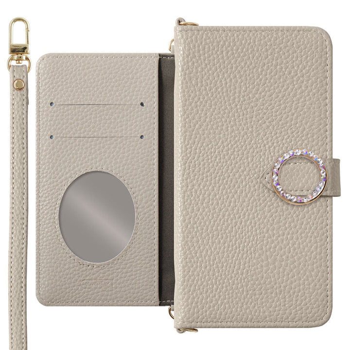 Vegan leather dusty color round stone strap attached notebook-style case (with belt) for Google Pixel series