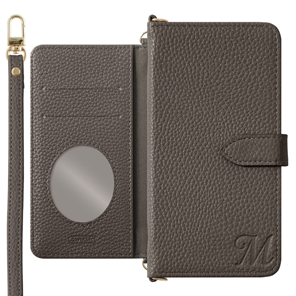 Vegan leather dusty color initial strap attached notebook-style case (with belt) for Google Pixel series