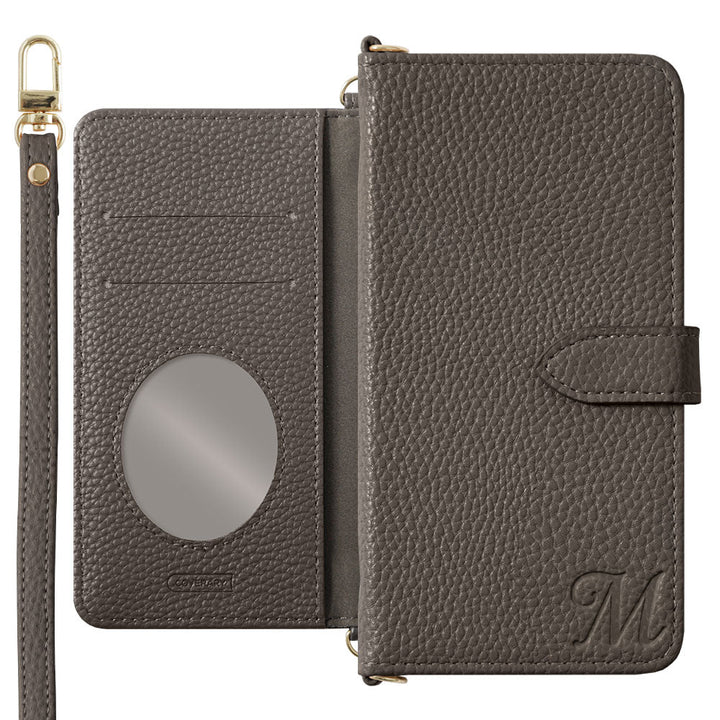 Vegan leather dusty color initial strap attached notebook-style case (with belt) for Google Pixel series