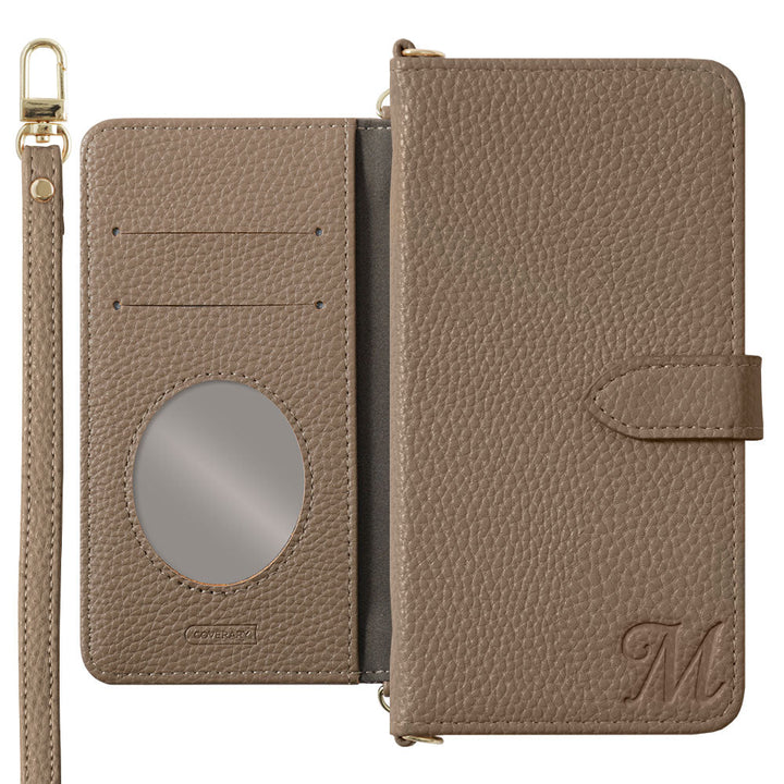 Étui portefeuille avec sangle initiale en cuir végan couleur poussiéreuse (avec ceinture) pour la série Xperia