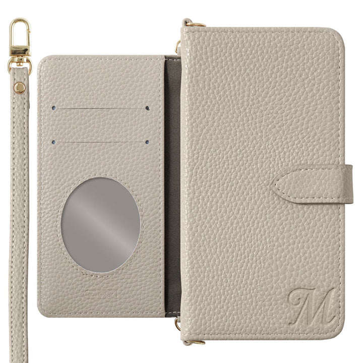 Vegan leather dusty color initial strap attached notebook-style case (with belt) for Google Pixel series