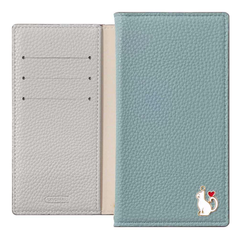Vegan leather front and back bicolor stand function heart cat deco wallet case Google Pixel series