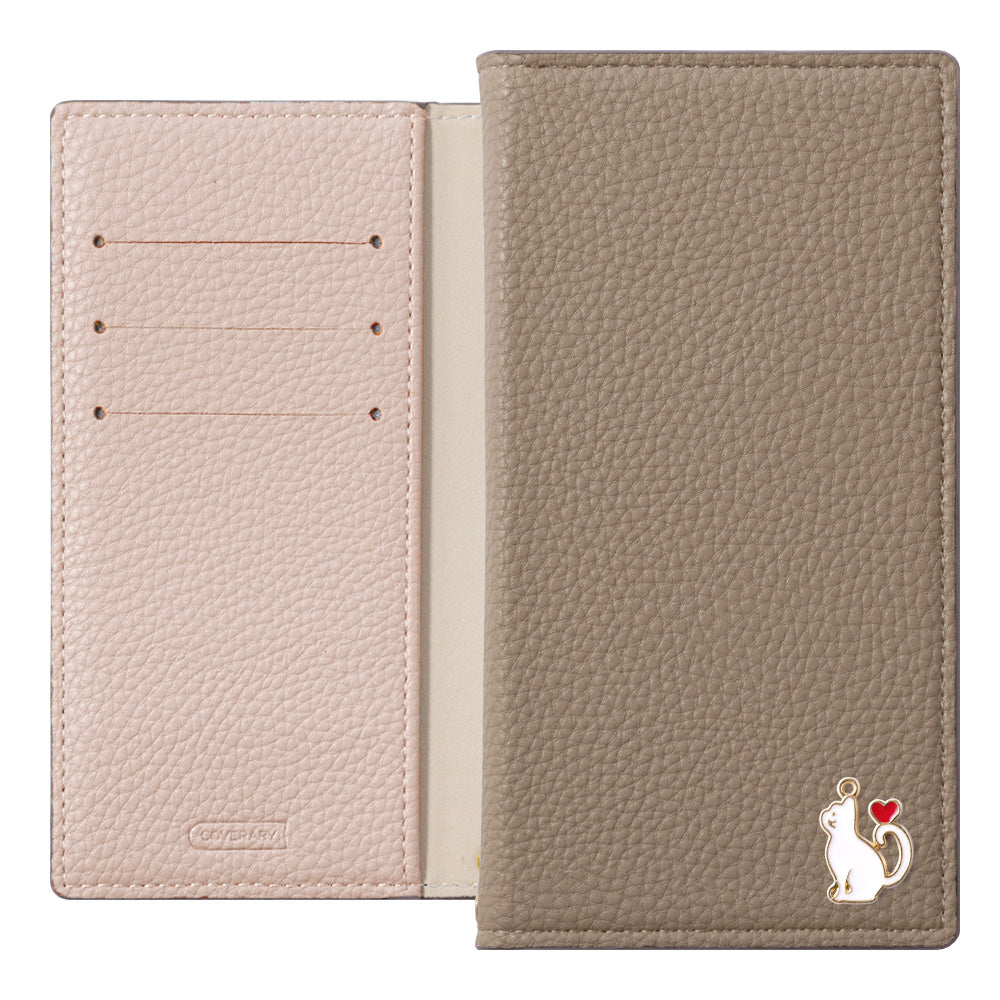 Vegan leather front and back bicolor stand function heart cat deco wallet case Google Pixel series