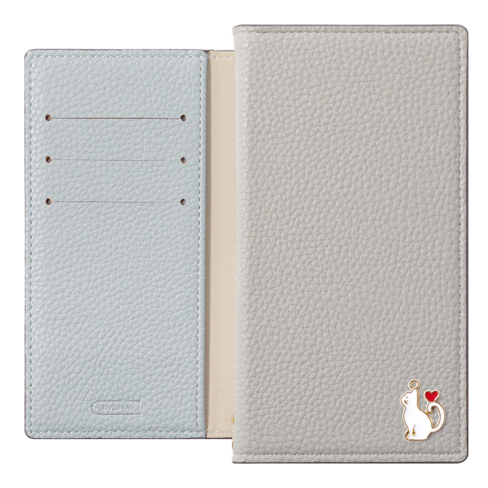 Vegan leather front and back bicolor stand function heart cat deco notebook-style case AQUOS series