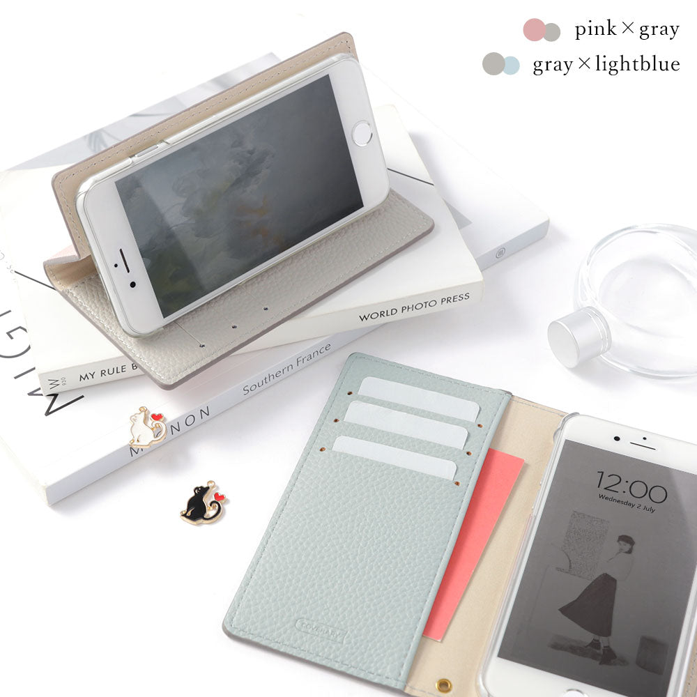 Vegan leather front and back bicolor stand function heart cat deco wallet case Google Pixel series