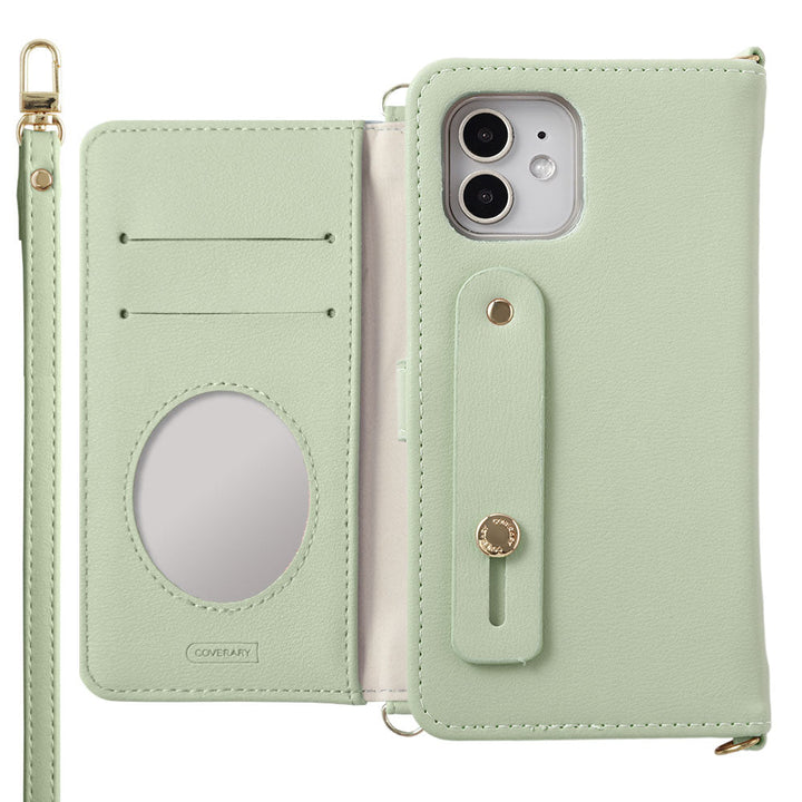 Vegan leather muted pastel finger belt & shoulder strap attached notebook-style case (with belt) Galaxy series