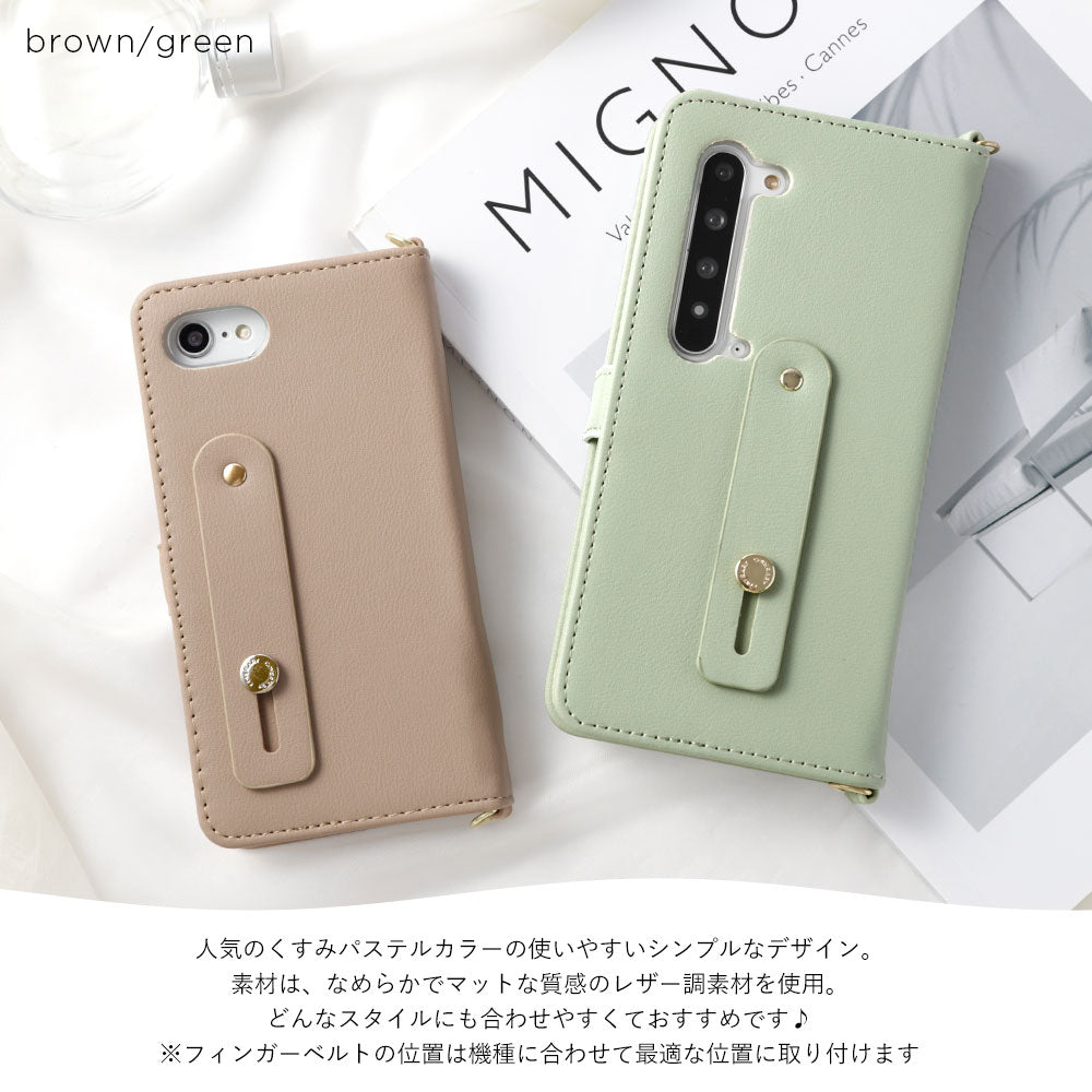 Étui portefeuille avec ceinture à doigt et bandoulière en cuir végan pastel terne (avec ceinture) pour la série Google Pixel