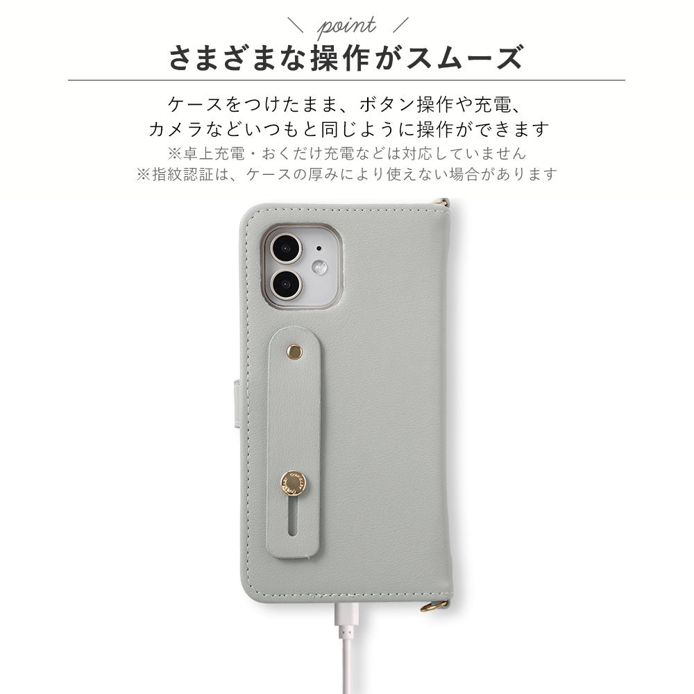 Étui portefeuille avec ceinture à doigt et bandoulière, en cuir végan pastel terne avec initiale (avec ceinture) pour la série Google Pixel