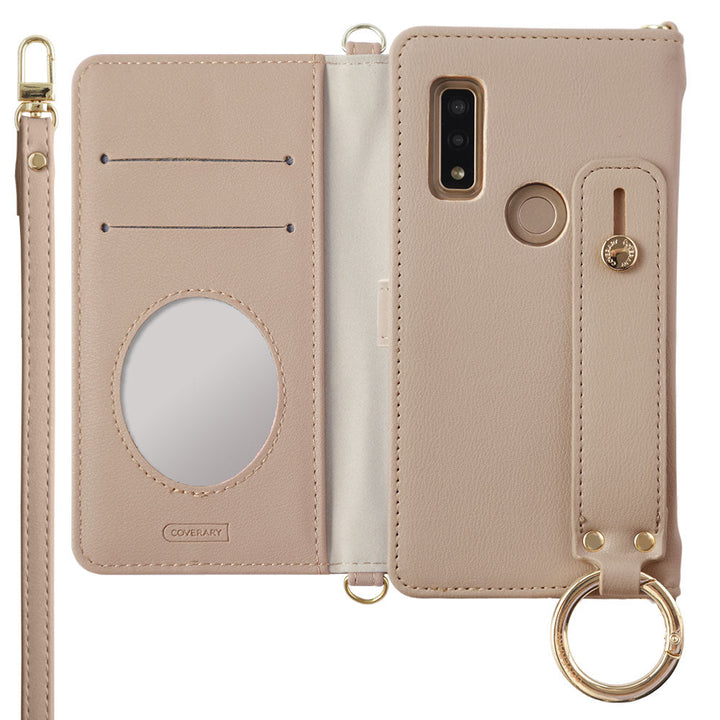 Étui portefeuille avec ceinture à main et bandoulière en cuir végan pastel terne (avec ceinture) pour la série Google Pixel