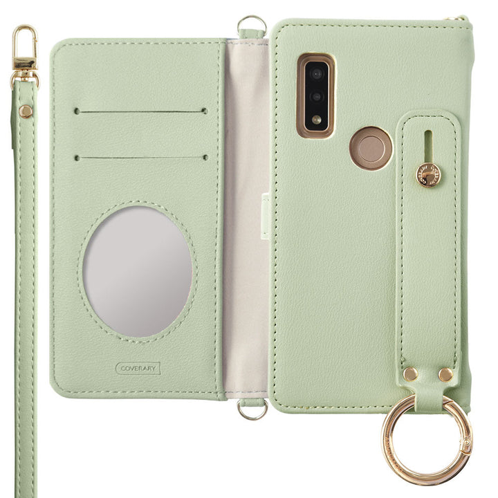 Étui portefeuille avec ceinture à main et bandoulière en cuir végan pastel terne (avec ceinture) pour la série Google Pixel