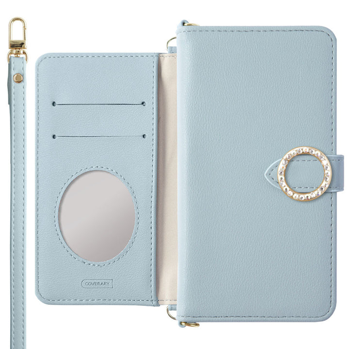 Vegan leather muted pastel round stone shoulder strap notebook-style case (with belt) for Google Pixel series