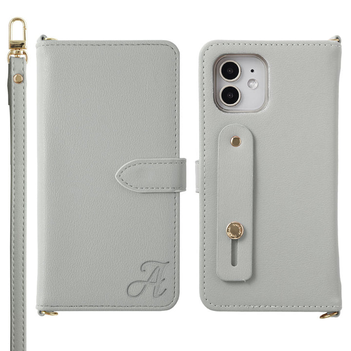 Vegan leather muted pastel initial finger belt & shoulder strap with notebook-style case (with belt) Galaxy series