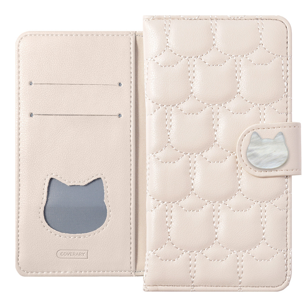 Vegan leather cat quilting cat deco wallet case (with belt)