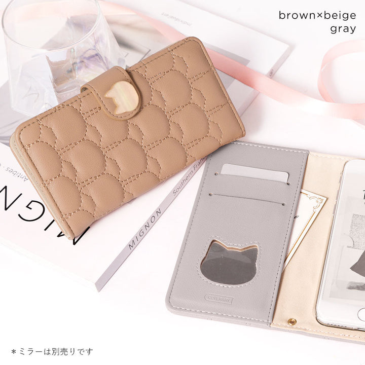 Étui portefeuille à motif matelassé chat en cuir végan (avec ceinture) pour la série Google Pixel