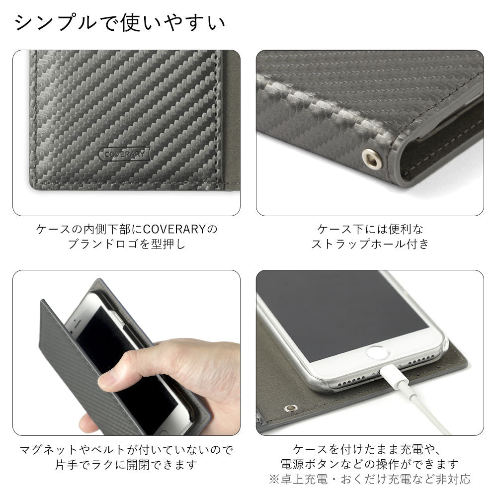 Vegan Leather Carbon Ring Strap Stand Function Wallet Case AQUOS Series