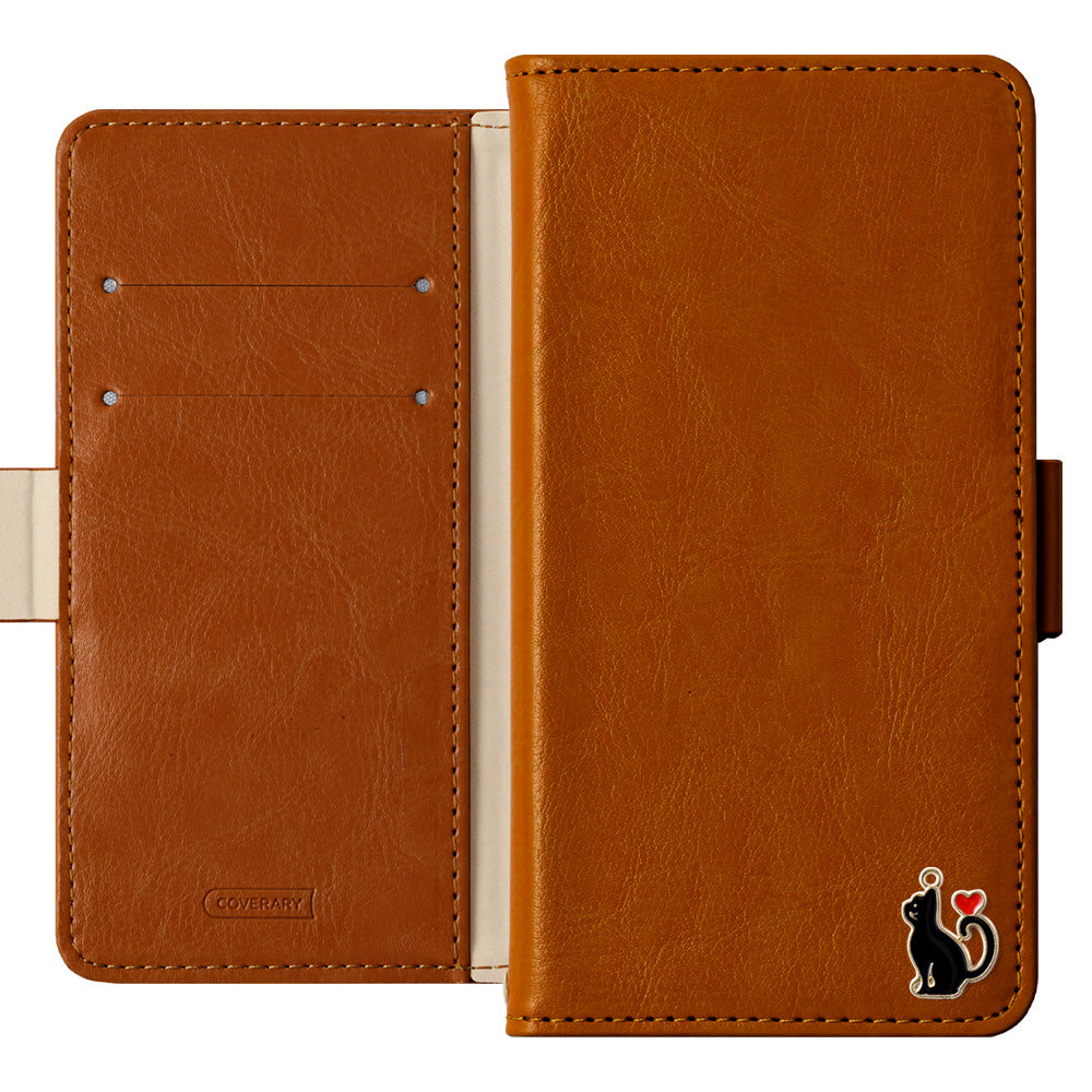 Vegan leather simple stand function heart cat deco notebook-type case (with belt) AQUOS series