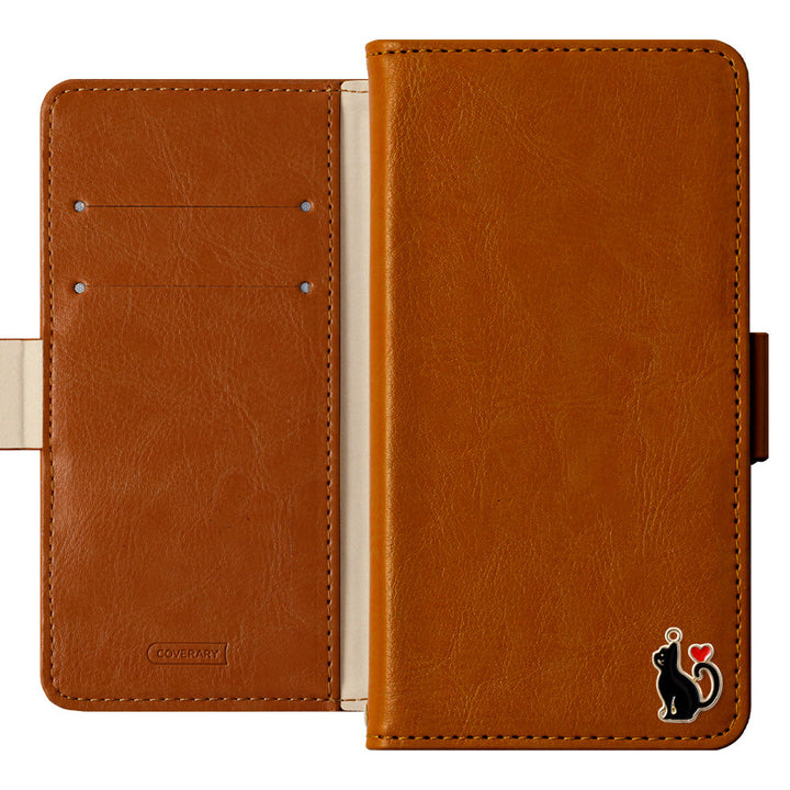 Vegan leather simple stand function heart cat deco notebook-type case (with belt) AQUOS series