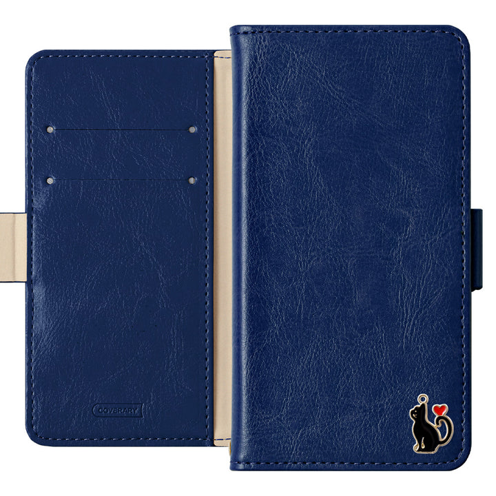 Vegan leather simple stand function heart cat deco notebook-style case (with belt)