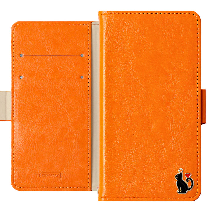 Vegan leather simple stand function heart cat deco notebook-style case (with belt)