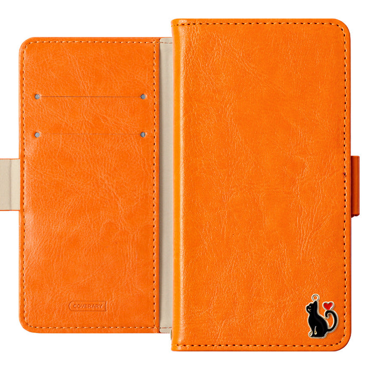 Vegan leather simple stand function heart cat deco notebook-type case (with belt) AQUOS series