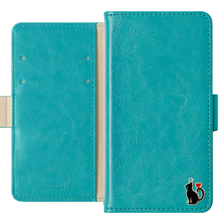 Vegan leather simple stand function heart cat deco notebook-type case (with belt) AQUOS series