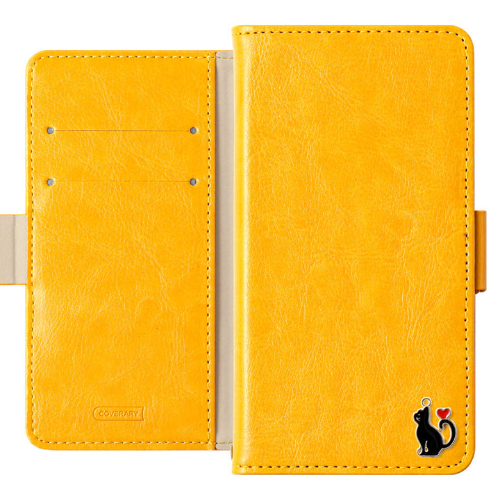 Vegan leather simple stand function heart cat deco notebook-type case (with belt) AQUOS series
