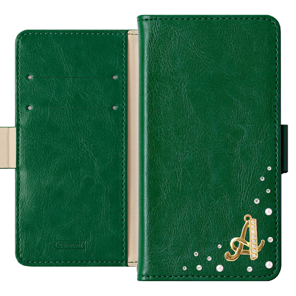 Vegan leather simple stand function initial deco notebook-style case (with belt)